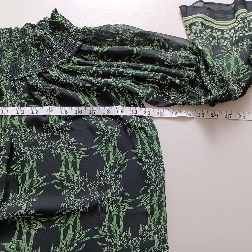 Max Studio Black Green Floral Patterned Mini Dress - Picture 8 of 15